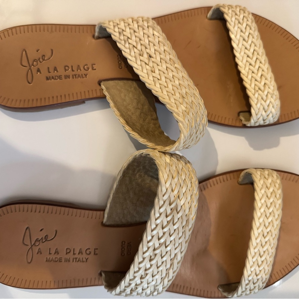 Cream Braided Strap Sandals for Casual Summer